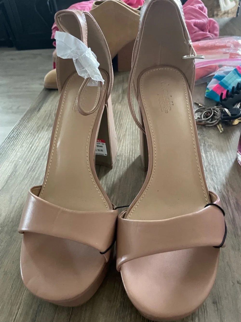 Charlotte Russe Mauve High block Heel platform pumps w buckle ankle strap sz 8